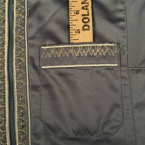 GOLDEN MOUNTAINS throbe full length gray gold embroidery zip mockneck NEW size M - Picture 12 of 14